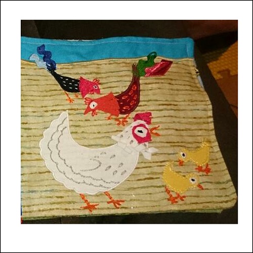 Chickens in the Furrows textile art pattern
