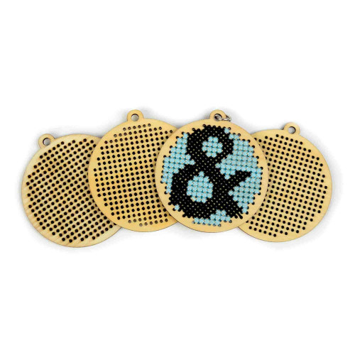 Cross Stitch Wood Charm 4 pack - Circles