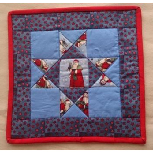 Ohio Star Santa Cushion or Table Centre pattern from Ellie's Cottage size 30 x 30cm