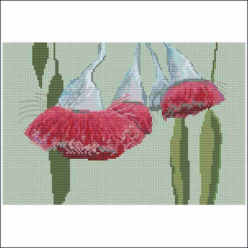 Silver Princess Gum Blossom crosstitch PDF pattern is a Mary Elizabeth design from Caronie