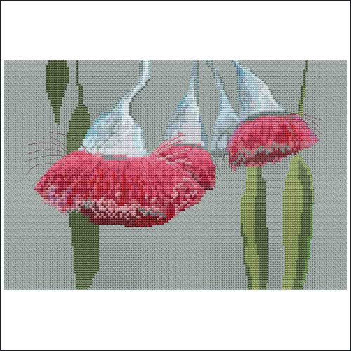 Silver Princess Gum Blossom crosstitch PDF pattern is a Mary Elizabeth design from Caronie