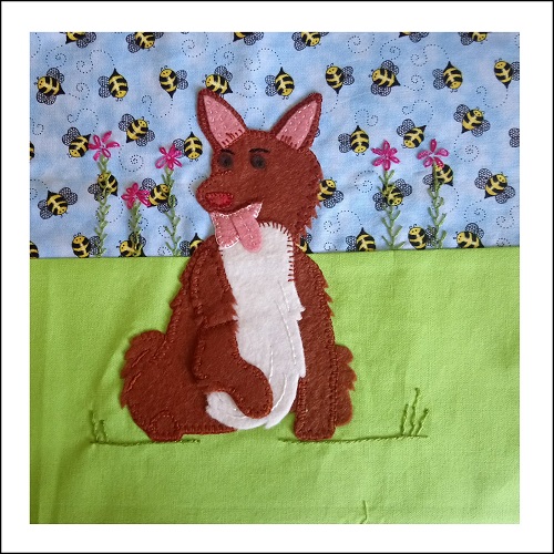Dog wants to Play textile art pattern