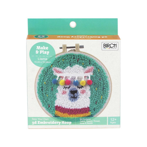 Birch Punch Needle 3D Embroidery Llama