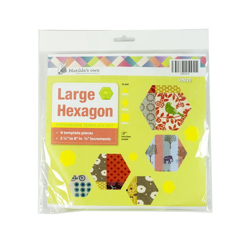 Large Hexagon 6 piece patchwork quilting template set 