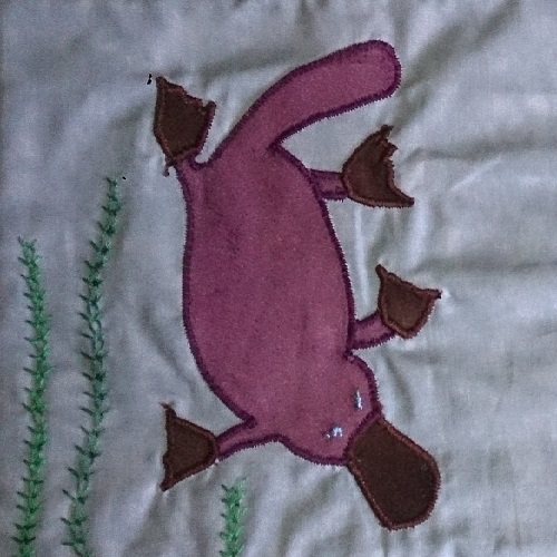 Platypus in the Creek textile art pattern