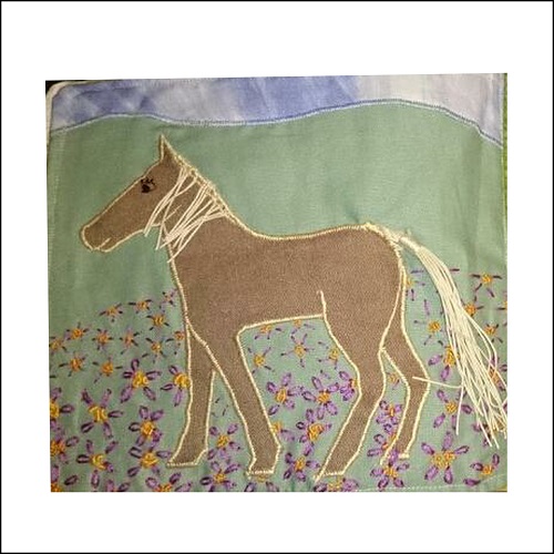 Pony in the Meadow textile art pattern