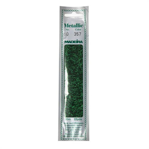 Madeira Metallic No 10 embroidery thread 357 jade