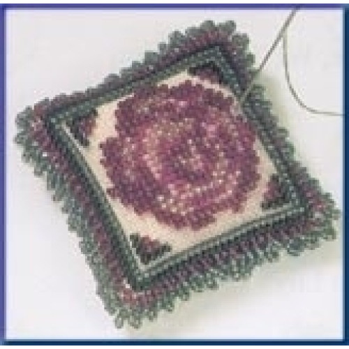 Vintage Rose Pin Pillow, a Mill Hill magnetic stitched & beaded linen kit