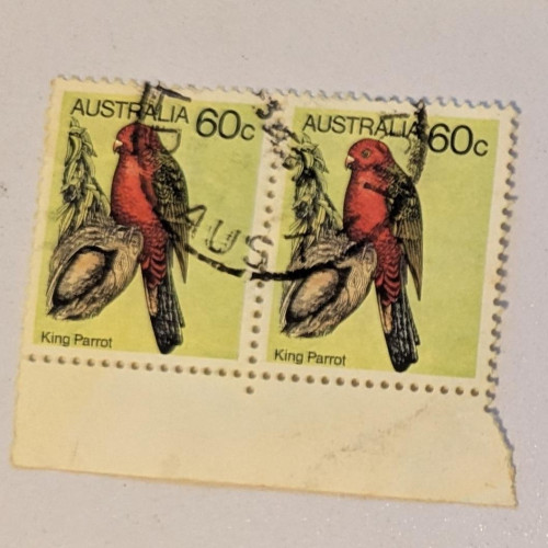 Australian 1980 bird series, king parrot pair, used